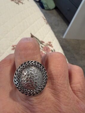 Sterling silverDome Statement Ring with Braided Edge